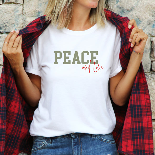 Peace and Love - Roll Sleeved Tee